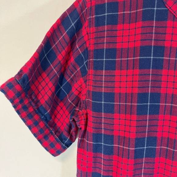 MADEWELL EDINA RED BLUE PLAID SHIRT SHIFT DRESS FLANNEL COTTON SIZE XXS - Picture 8 of 11